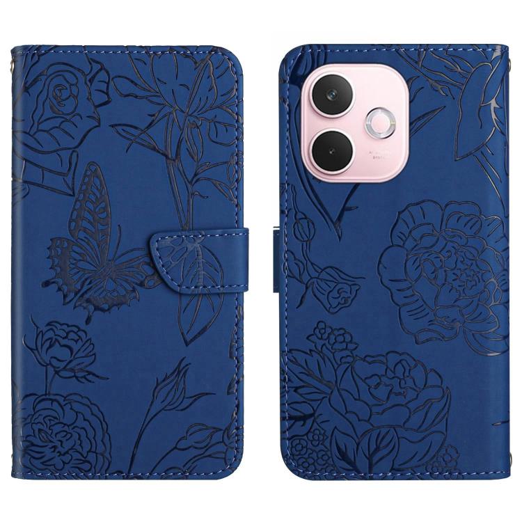 HT03 Skin Feel Butterfly Embossed Flip Leather Phone Case