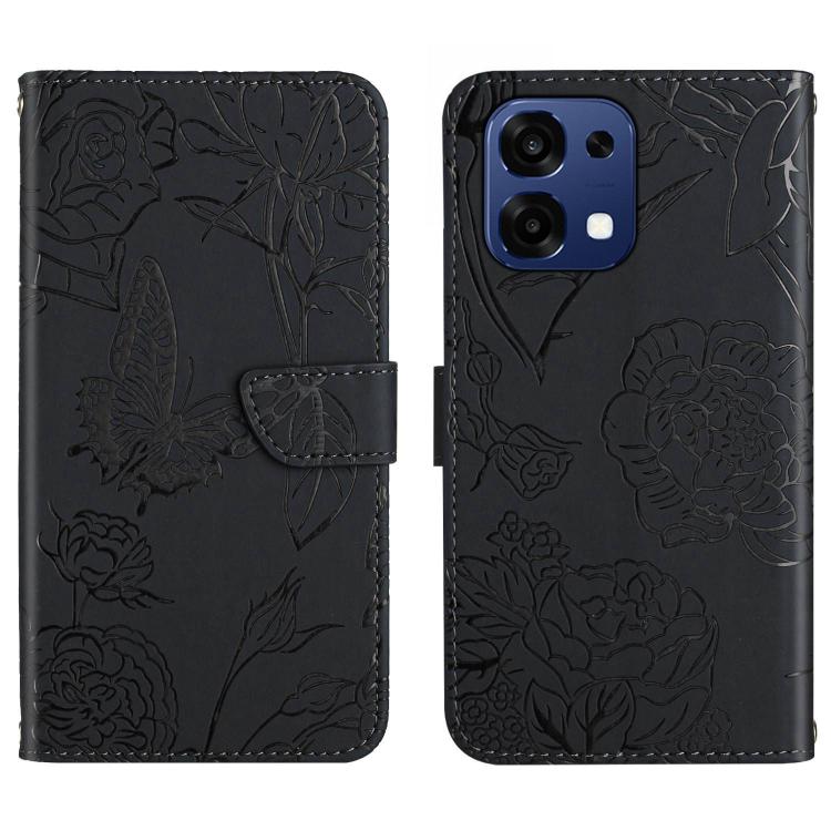 HT03 Skin Feel Butterfly Embossed Flip Leather Phone Case