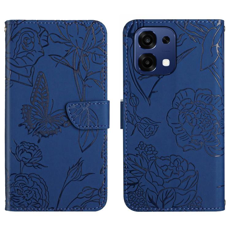 HT03 Skin Feel Butterfly Embossed Flip Leather Phone Case