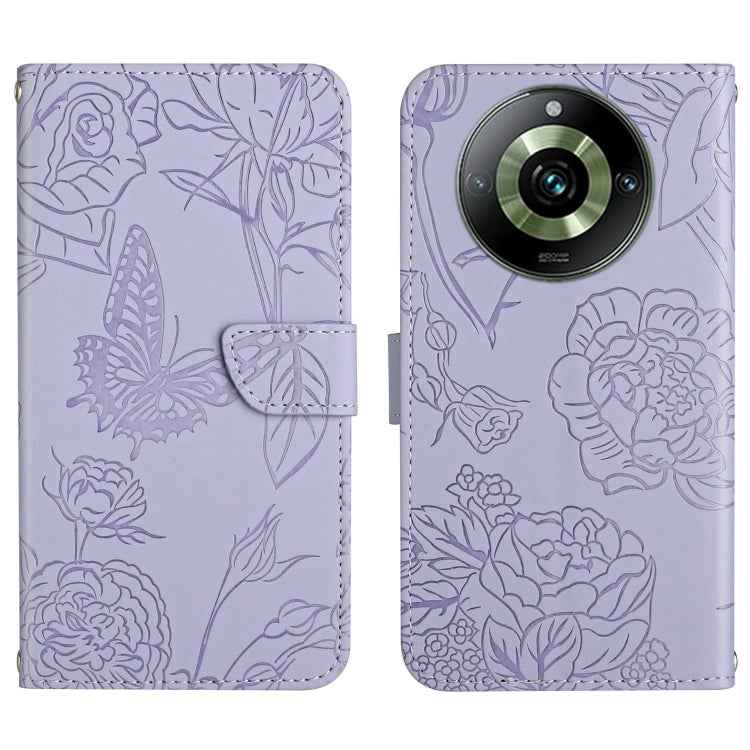 HT03 Skin Feel Butterfly Embossed Flip Leather Phone Case, For Realme 11 4G Global, For Realme 11 Pro