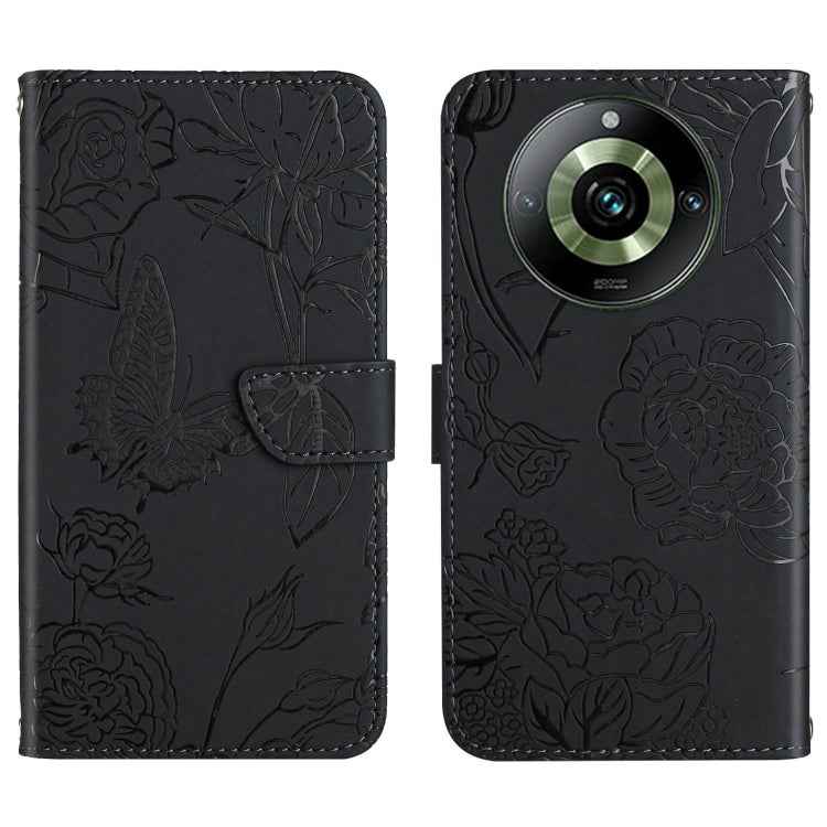 HT03 Skin Feel Butterfly Embossed Flip Leather Phone Case, For Realme 11 4G Global, For Realme 11 Pro