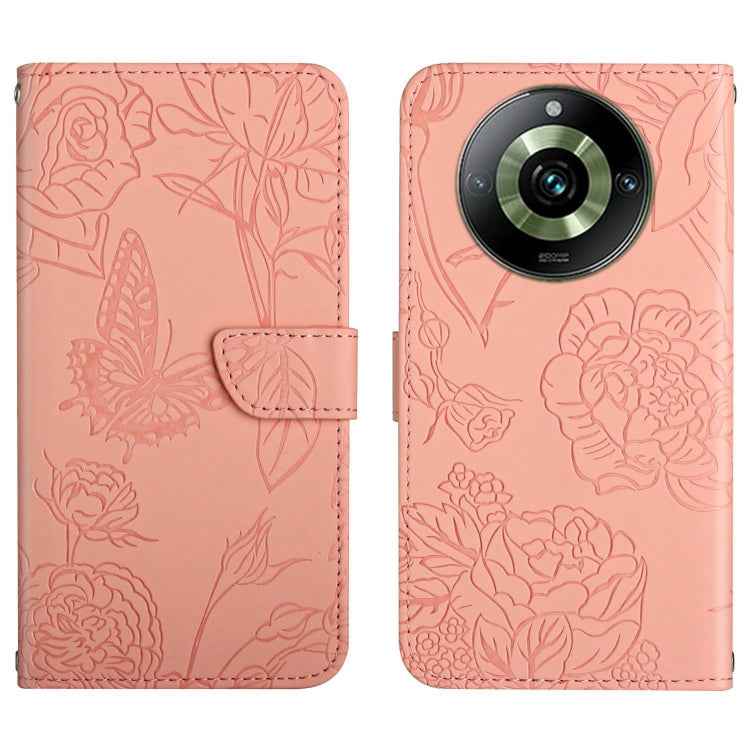 HT03 Skin Feel Butterfly Embossed Flip Leather Phone Case, For Realme 11 4G Global, For Realme 11 Pro