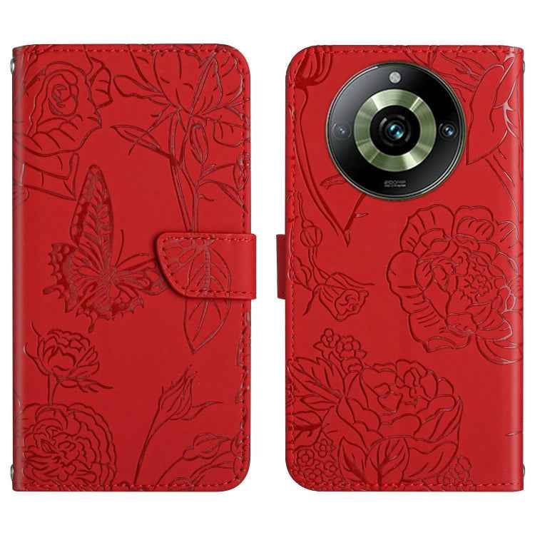 HT03 Skin Feel Butterfly Embossed Flip Leather Phone Case, For Realme 11 4G Global, For Realme 11 Pro