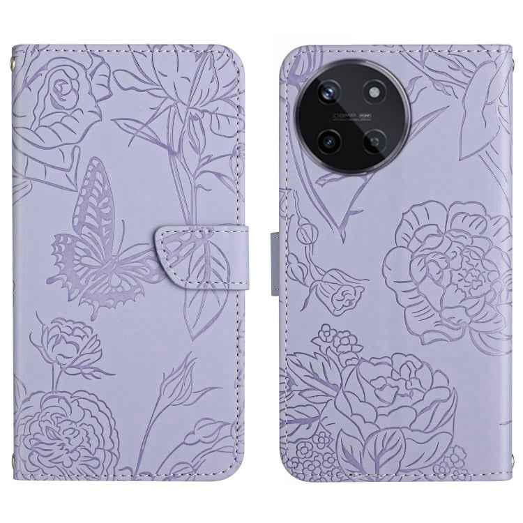 HT03 Skin Feel Butterfly Embossed Flip Leather Phone Case, For Realme 11 4G Global, For Realme 11 Pro