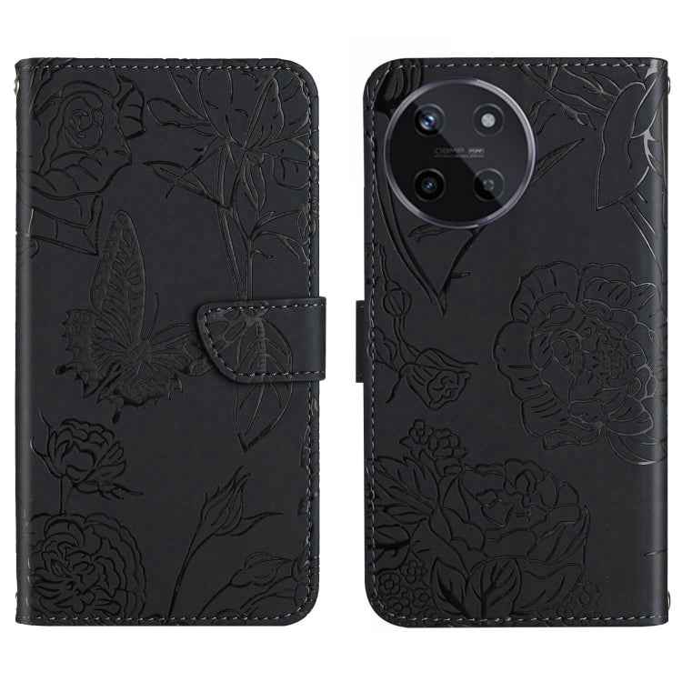HT03 Skin Feel Butterfly Embossed Flip Leather Phone Case, For Realme 11 4G Global, For Realme 11 Pro