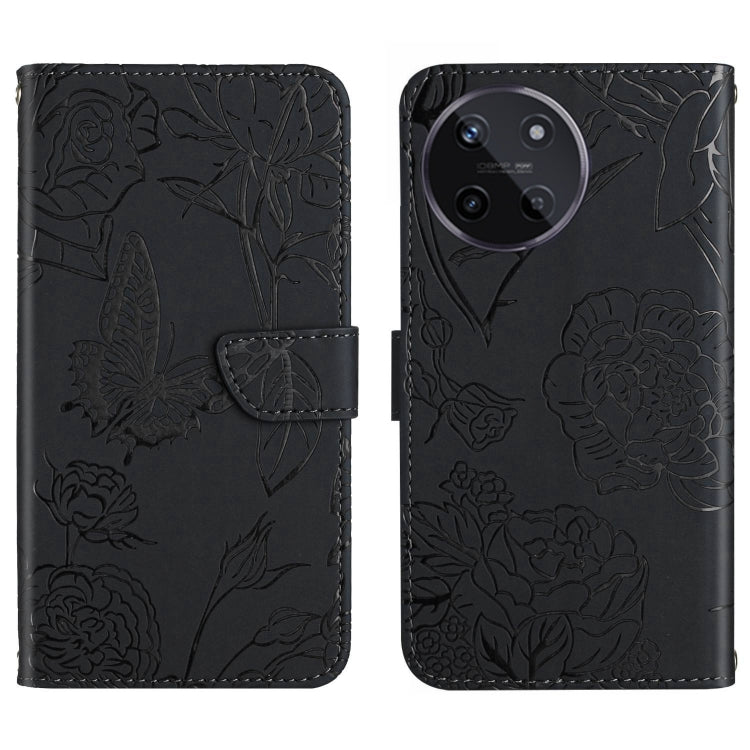 HT03 Skin Feel Butterfly Embossed Flip Leather Phone Case, For Realme 11 5G Global, For Realme 11 4G Global, For Realme 11 Pro