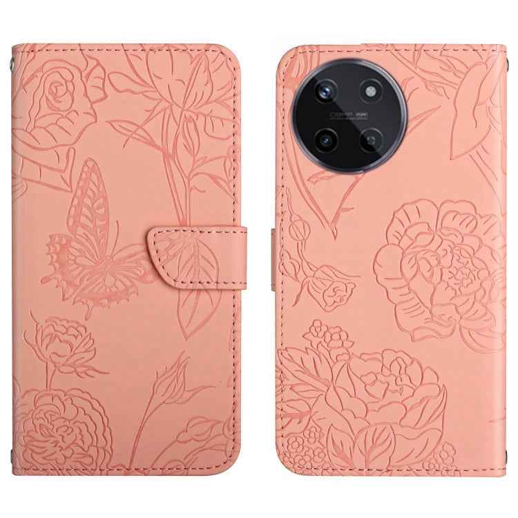 HT03 Skin Feel Butterfly Embossed Flip Leather Phone Case, For Realme 11 4G Global, For Realme 11 Pro