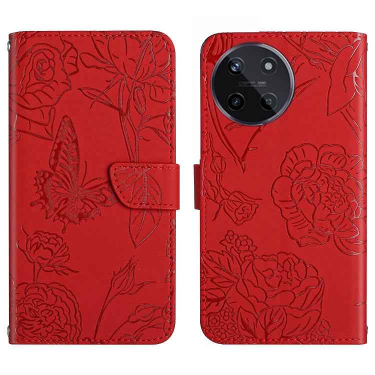 HT03 Skin Feel Butterfly Embossed Flip Leather Phone Case, For Realme 11 4G Global, For Realme 11 Pro
