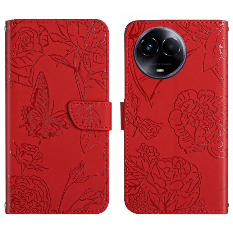 HT03 Skin Feel Butterfly Embossed Flip Leather Phone Case, For Realme 11 5G Global, For Realme 11 4G Global, For Realme 11 Pro