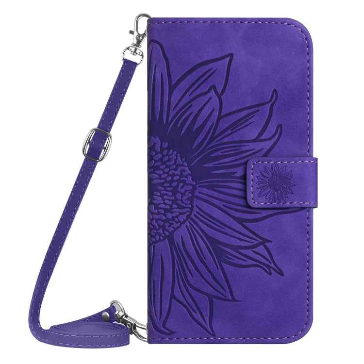 Skin Feel Sun Flower Embossed Flip Leather Phone Case with Lanyard, For vivo V27E 4G Global, For vivo Y02A 4G / Y02 4G / Y11 2023, For vivo Y55S 5G 2023 / Y55 5G / T1 5G, For vivo Y75 5G Global
