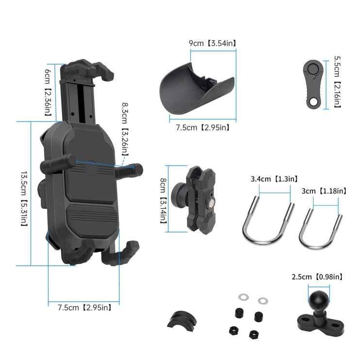 WUPP CS-1848A2 Motorcycle Shock Absorption Riding Phone Holder, Handlebars