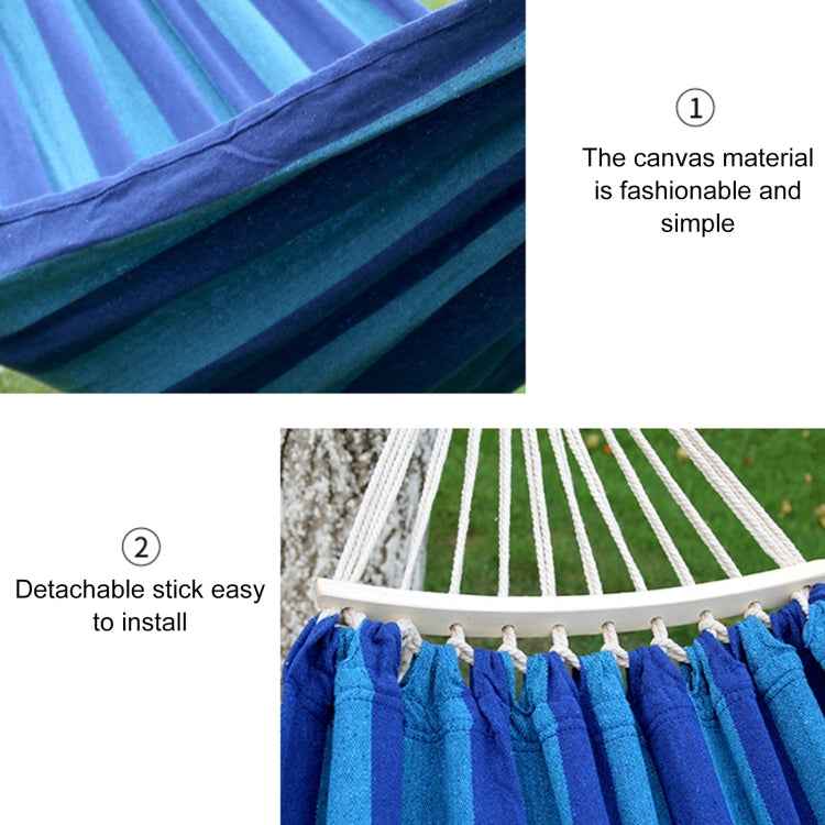 Outdoor Double Thickened Canvas Hammock Indoor Swing with Detachable Curved Rod, 200x100cm