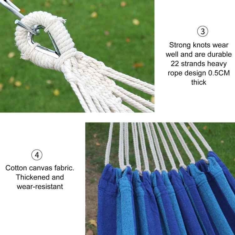 Outdoor Double Thickened Canvas Hammock Indoor Swing with Detachable Curved Rod, 200x100cm