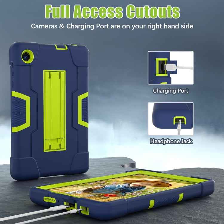 Contrast Color Silicone Hybrid PC Tablet Case with Holder