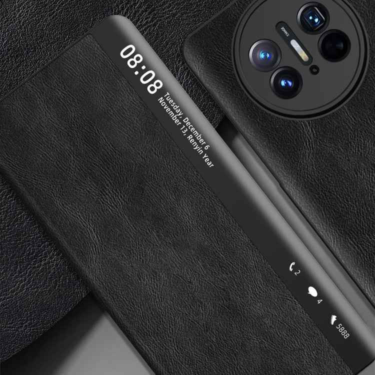 Retro Magnetic Side Window View Leather Smart Phone Case