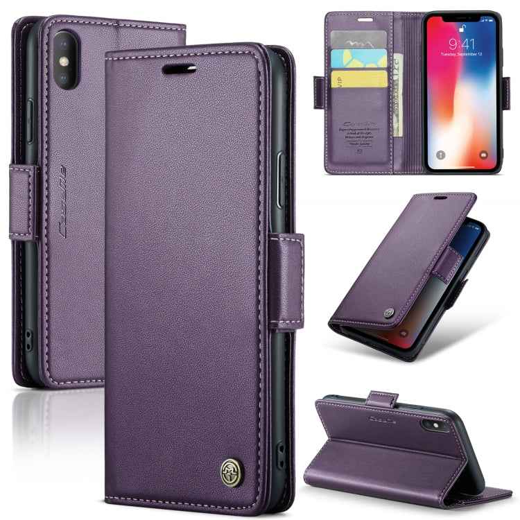 CaseMe 023 Butterfly Buckle Litchi Texture RFID Anti-theft Leather Phone Case, For iPhone 11 Pro, For iPhone 11 Pro Max, For iPhone XS Max, For iPhone XS, For iPhone XR, For iPhone SE 2022/SE 2020/6/7/8, For iPhone 6 Plus/7 Plus/8 Plus