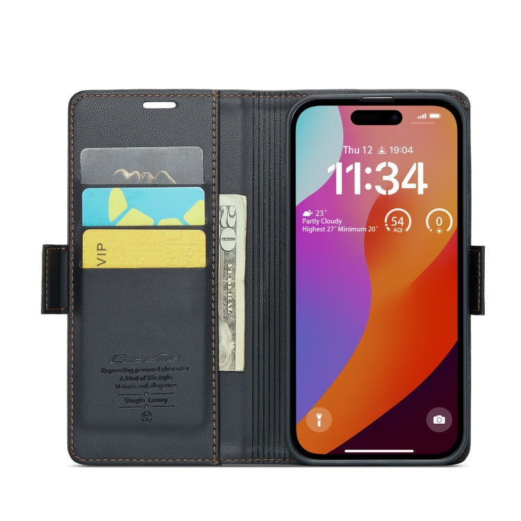 CaseMe 023 Butterfly Buckle Litchi Texture RFID Anti-theft Leather Phone Case, For iPhone 15 Pro Max, For iPhone 14, For iPhone 14 Plus, For iPhone 15 Pro, For iPhone 15 Plus, For iPhone 14 Pro, For iPhone 14 Pro Max, For iPhone 15