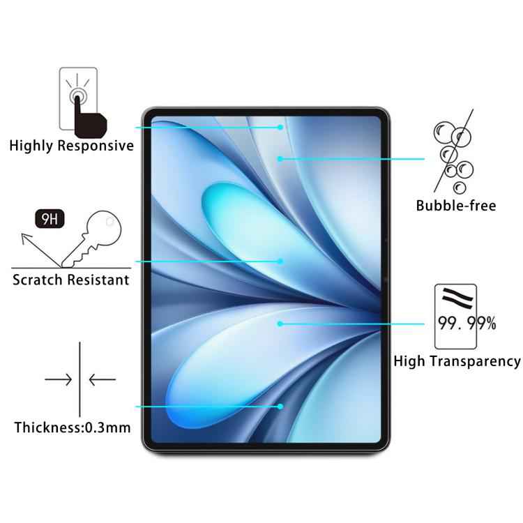 25pcs 9H 0.3mm Explosion-proof Tempered Glass Film, For vivo Pad5e / iQOO Pad5e, For vivo Pad SE 12.3 inch, For vivo Pad 3, For vivo iQOO Pad2 Pro 13 inch, For vivo iQOO Pad2 12.1 / OnePlus Pad Pro, For vivo iQOO Pad