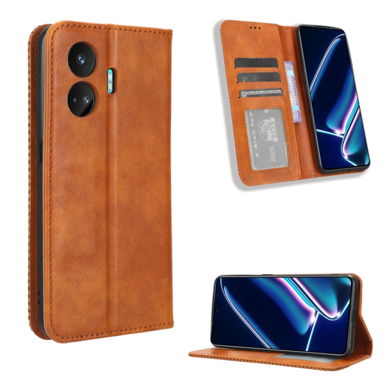 Magnetic Buckle Retro Texture Leather Phone Case, For Realme C65 4G, For Realme GT Neo5 SE