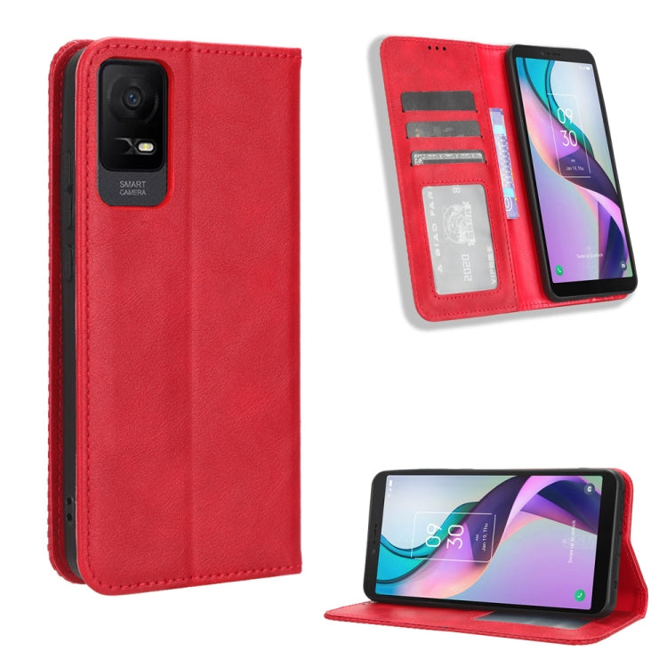 Magnetic Buckle Retro Texture Leather Phone Case, For TCL 50 XL 5G, For TCL 50 5G, For TCL 50 SE 4G, For TCL 501 4G, For TCL 505 4G, For TCL 502, For TCL 40 XE 5G / 40 NxtPaper 5G, For TCL 40 NxtPaper 4G, For TCL 40 XE 5G, For TCL 40 XL, For TCL ION X