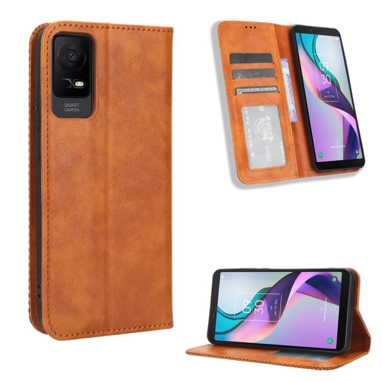 Magnetic Buckle Retro Texture Leather Phone Case, For TCL 50 XL 5G, For TCL 50 5G, For TCL 50 SE 4G, For TCL 501 4G, For TCL 505 4G, For TCL 502, For TCL 40 XE 5G / 40 NxtPaper 5G, For TCL 40 NxtPaper 4G, For TCL 40 XE 5G, For TCL 40 XL, For TCL ION X