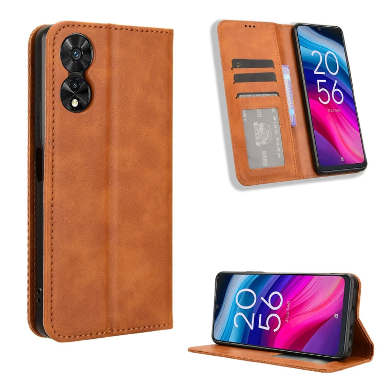 Magnetic Buckle Retro Texture Leather Phone Case, For TCL 50 XL 5G, For TCL 50 5G, For TCL 50 SE 4G, For TCL 501 4G, For TCL 505 4G, For TCL 502, For TCL 40 XE 5G / 40 NxtPaper 5G, For TCL 40 NxtPaper 4G, For TCL 40 XE 5G, For TCL 40 XL, For TCL ION X