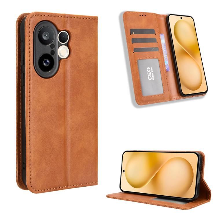 Magnetic Buckle Retro Texture Leather Phone Case