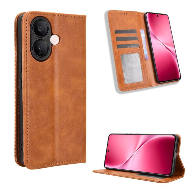 Magnetic Buckle Retro Texture Leather Phone Case