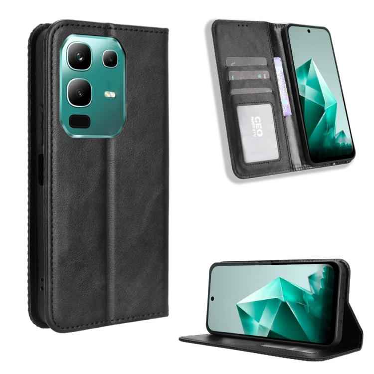 Magnetic Buckle Retro Texture Leather Phone Case, For Infinix Smart 10 / Tecno Pop 10 4G, For Infinix Hot 60i 5G / Tecno Spark Go 5G, For Infinix Hot 60i 4G / Hot 60 5G, For Infinix Hot 60 Pro+ 4G, For Infinix Hot 60 Pro 4G, For Infinix Smart 10 Plus 4...