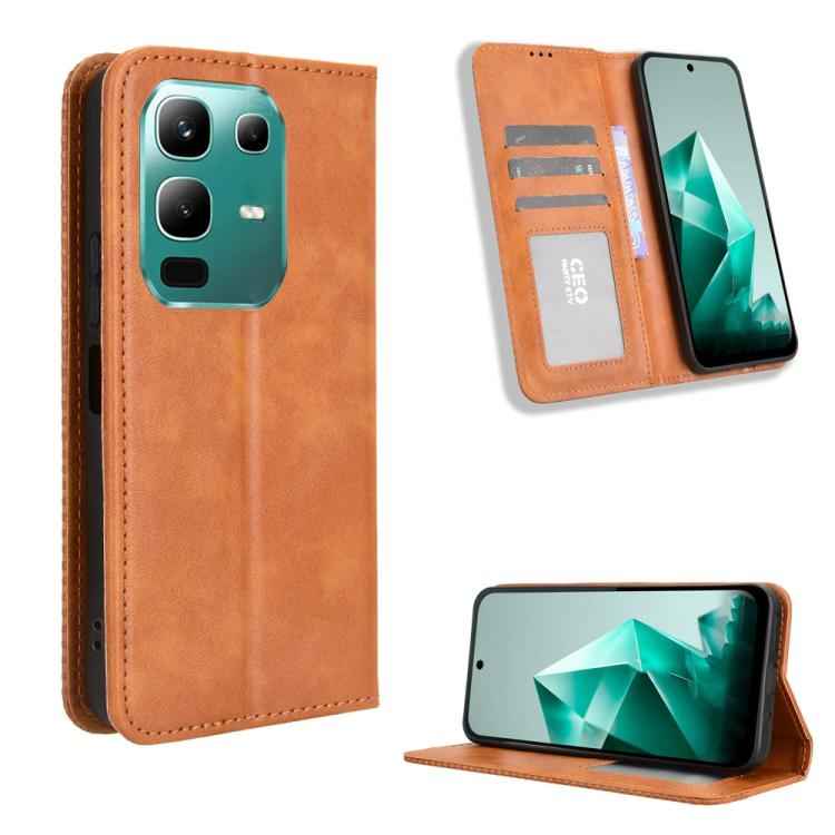 Magnetic Buckle Retro Texture Leather Phone Case, For Infinix Smart 10 / Tecno Pop 10 4G, For Infinix Hot 60i 5G / Tecno Spark Go 5G, For Infinix Hot 60i 4G / Hot 60 5G, For Infinix Hot 60 Pro+ 4G, For Infinix Hot 60 Pro 4G, For Infinix Smart 10 Plus 4...