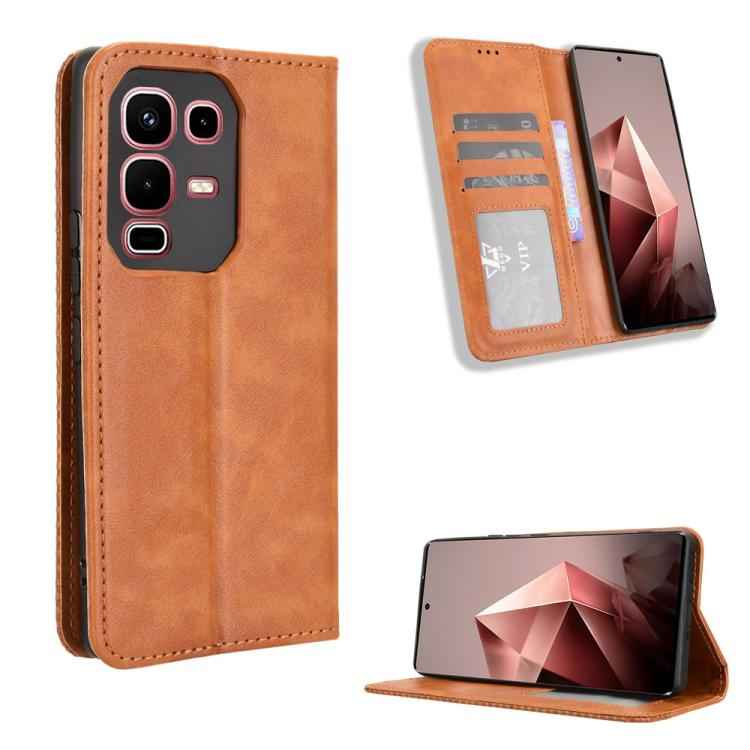 Magnetic Buckle Retro Texture Leather Phone Case, For Infinix Smart 10 / Tecno Pop 10 4G, For Infinix Hot 60i 5G / Tecno Spark Go 5G, For Infinix Hot 60i 4G / Hot 60 5G, For Infinix Hot 60 Pro+ 4G, For Infinix Hot 60 Pro 4G, For Infinix Smart 10 Plus 4...