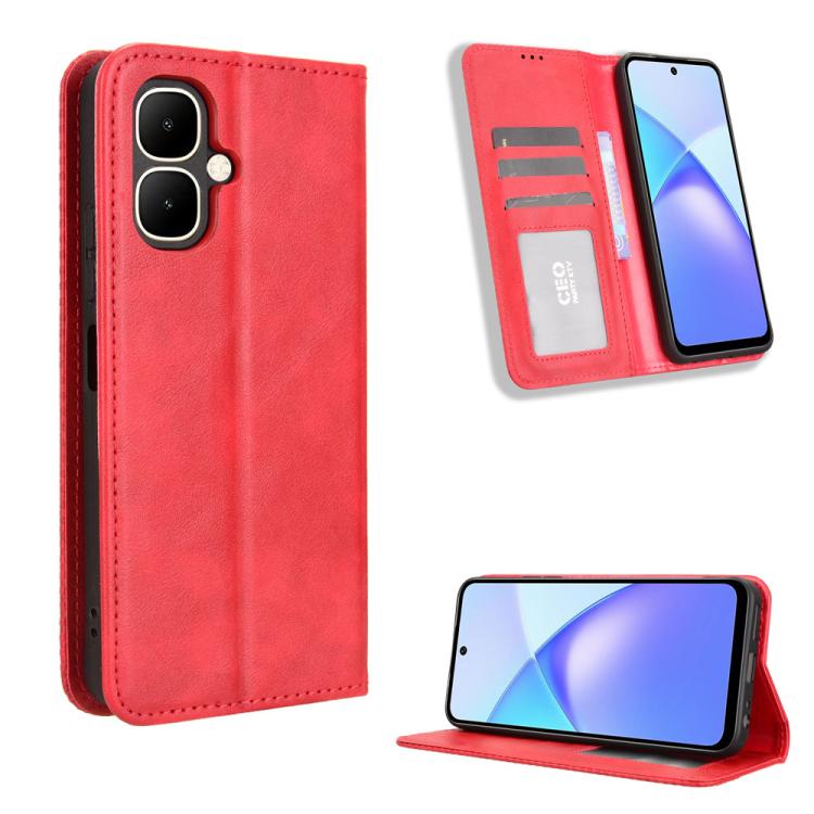 Magnetic Buckle Retro Texture Leather Phone Case, For Infinix Smart 10 / Tecno Pop 10 4G, For Infinix Hot 60i 5G / Tecno Spark Go 5G, For Infinix Hot 60i 4G / Hot 60 5G, For Infinix Hot 60 Pro+ 4G, For Infinix Hot 60 Pro 4G, For Infinix Smart 10 Plus 4...
