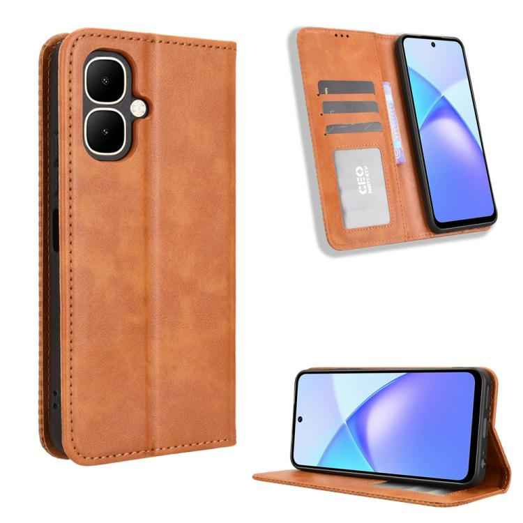 Magnetic Buckle Retro Texture Leather Phone Case, For Infinix Smart 10 / Tecno Pop 10 4G, For Infinix Hot 60i 5G / Tecno Spark Go 5G, For Infinix Hot 60i 4G / Hot 60 5G, For Infinix Hot 60 Pro+ 4G, For Infinix Hot 60 Pro 4G, For Infinix Smart 10 Plus 4...