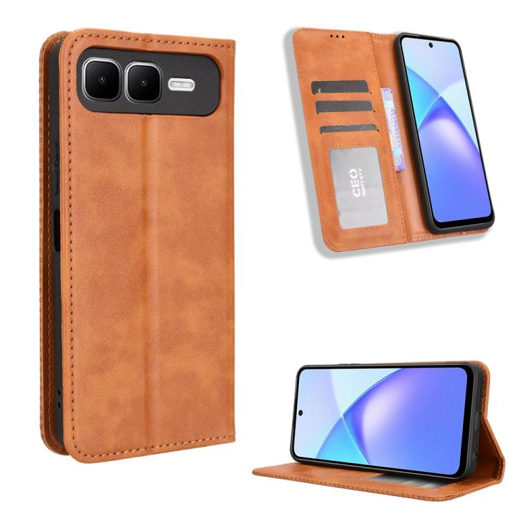 Magnetic Buckle Retro Texture Leather Phone Case, For Infinix GT 50 Pro 5G, For Infinix Hot 70 4G, For Infinix Note 60 Ultra 5G, For Infinix Note Edge 5G, For Infinix Smart 20 4G, For Infinix Note 60 / 60 Pro 5G, For Infinix Hot 60i 5G / Tecno Spark Go...