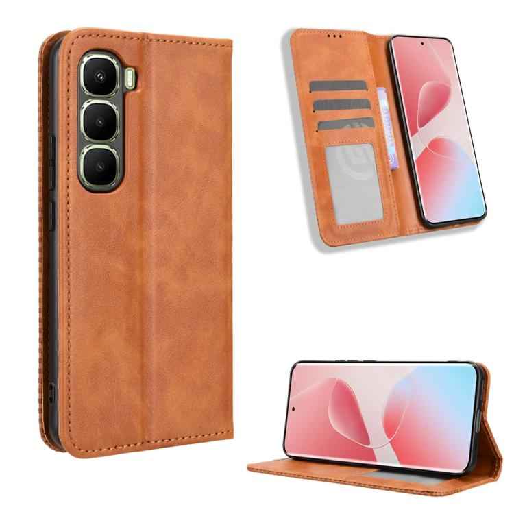 Magnetic Buckle Retro Texture Leather Phone Case, For Infinix Smart 10 / Tecno Pop 10 4G, For Infinix Hot 60i 5G / Tecno Spark Go 5G, For Infinix Hot 60i 4G / Hot 60 5G, For Infinix Hot 60 Pro+ 4G, For Infinix Hot 60 Pro 4G, For Infinix Smart 10 Plus 4...