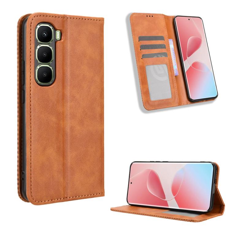 Magnetic Buckle Retro Texture Leather Phone Case, For Infinix Smart 10 / Tecno Pop 10 4G, For Infinix Hot 60i 5G / Tecno Spark Go 5G, For Infinix Hot 60i 4G / Hot 60 5G, For Infinix Hot 60 Pro+ 4G, For Infinix Hot 60 Pro 4G, For Infinix Smart 10 Plus 4...