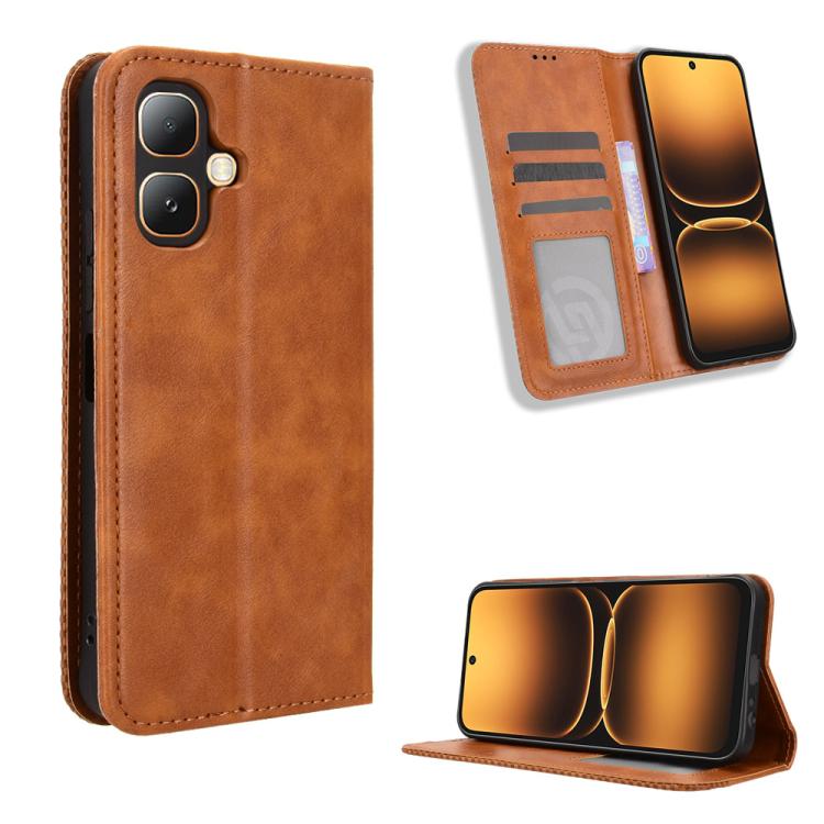 Magnetic Buckle Retro Texture Leather Phone Case, For Infinix GT 50 Pro 5G, For Infinix Hot 70 4G, For Infinix Note 60 Ultra 5G, For Infinix Note Edge 5G, For Infinix Smart 20 4G, For Infinix Note 60 / 60 Pro 5G, For Infinix Hot 60i 5G / Tecno Spark Go...