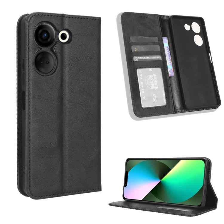 Magnetic Buckle Retro Texture Leather Phone Case, For Tecno Camon 20 Pro