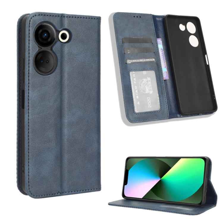 Magnetic Buckle Retro Texture Leather Phone Case, For Tecno Camon 20 Pro