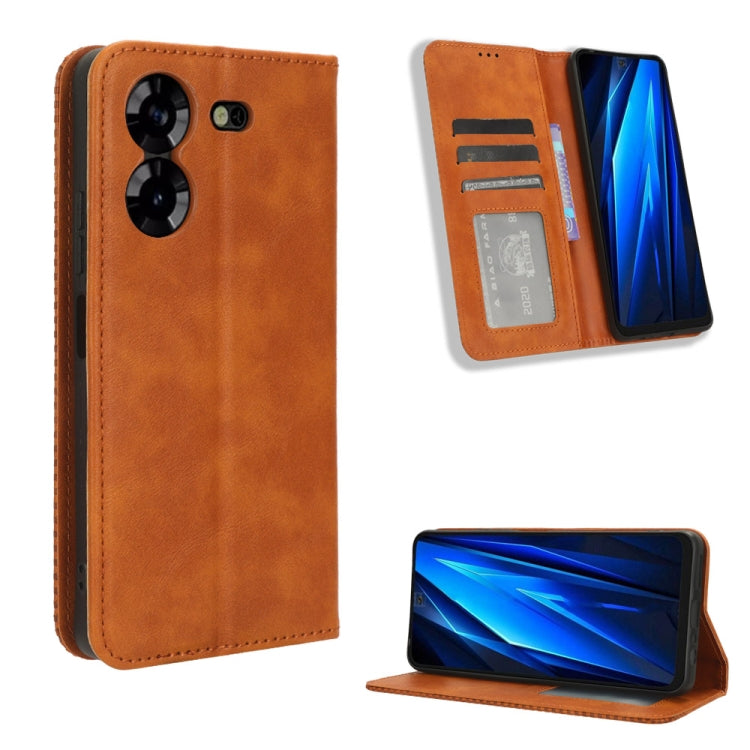 Magnetic Buckle Retro Texture Leather Phone Case, For Tecno Pova 6 4G, For Tecno Camon 30 Pro 5G, For Tecno Camon 30 5G / 4G, For Tecno Pova 6 Pro 5G, For Tecno Spark 20 Pro+ 4G, For Tecno Spark 20 Pro 4G, For Tecno Spark Go 2024, For Tecno Spark 20 4G...