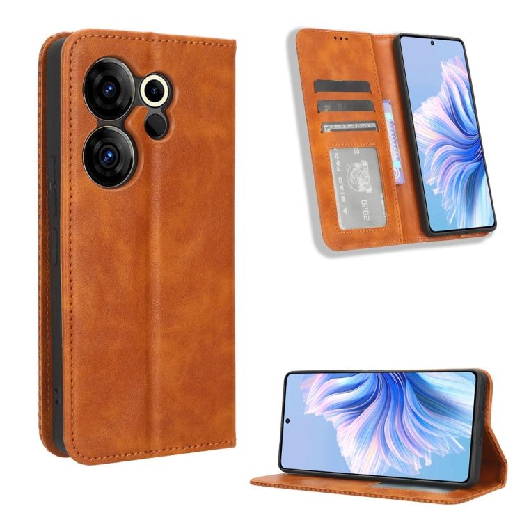 Magnetic Buckle Retro Texture Leather Phone Case, For Tecno Pova 6 4G, For Tecno Camon 30 Pro 5G, For Tecno Camon 30 5G / 4G, For Tecno Pova 6 Pro 5G, For Tecno Spark 20 Pro+ 4G, For Tecno Spark 20 Pro 4G, For Tecno Spark Go 2024, For Tecno Spark 20 4G...