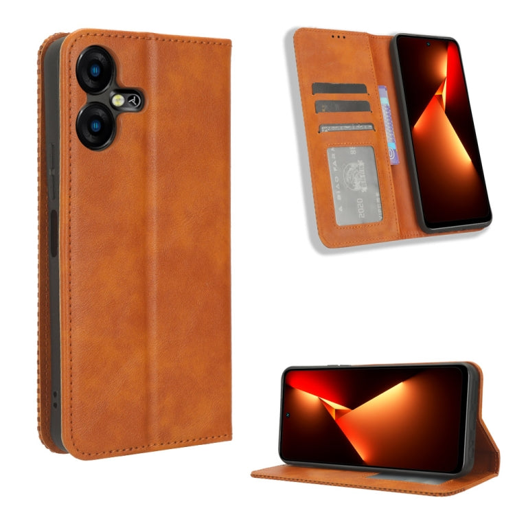 Magnetic Buckle Retro Texture Leather Phone Case, For Tecno Pova 6 4G, For Tecno Camon 30 Pro 5G, For Tecno Camon 30 5G / 4G, For Tecno Pova 6 Pro 5G, For Tecno Spark 20 Pro+ 4G, For Tecno Spark 20 Pro 4G, For Tecno Spark Go 2024, For Tecno Spark 20 4G...