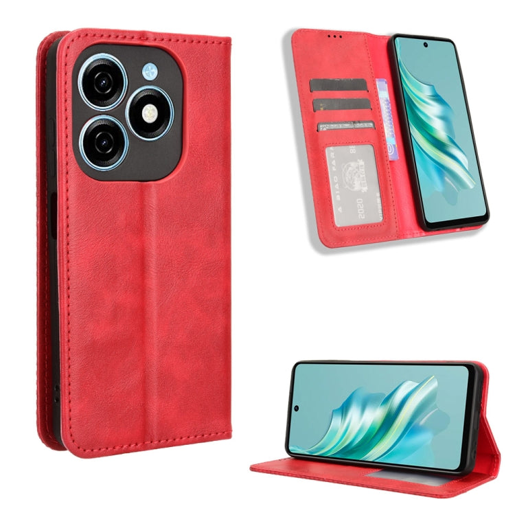 Magnetic Buckle Retro Texture Leather Phone Case, For Tecno Pova 6 4G, For Tecno Camon 30 Pro 5G, For Tecno Camon 30 5G / 4G, For Tecno Pova 6 Pro 5G, For Tecno Spark 20 Pro+ 4G, For Tecno Spark 20 Pro 4G, For Tecno Spark Go 2024, For Tecno Spark 20 4G...