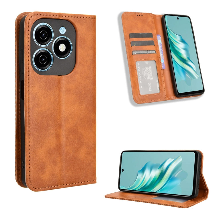 Magnetic Buckle Retro Texture Leather Phone Case, For Tecno Pova 6 4G, For Tecno Camon 30 Pro 5G, For Tecno Camon 30 5G / 4G, For Tecno Pova 6 Pro 5G, For Tecno Spark 20 Pro+ 4G, For Tecno Spark 20 Pro 4G, For Tecno Spark Go 2024, For Tecno Spark 20 4G...