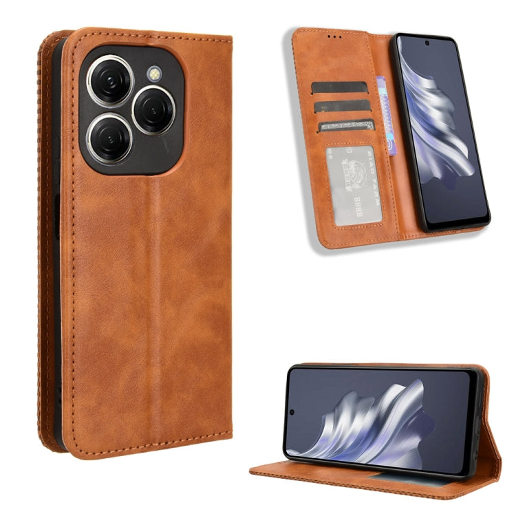 Magnetic Buckle Retro Texture Leather Phone Case, For Tecno Pova 6 4G, For Tecno Camon 30 Pro 5G, For Tecno Camon 30 5G / 4G, For Tecno Pova 6 Pro 5G, For Tecno Spark 20 Pro+ 4G, For Tecno Spark 20 Pro 4G, For Tecno Spark Go 2024, For Tecno Spark 20 4G...