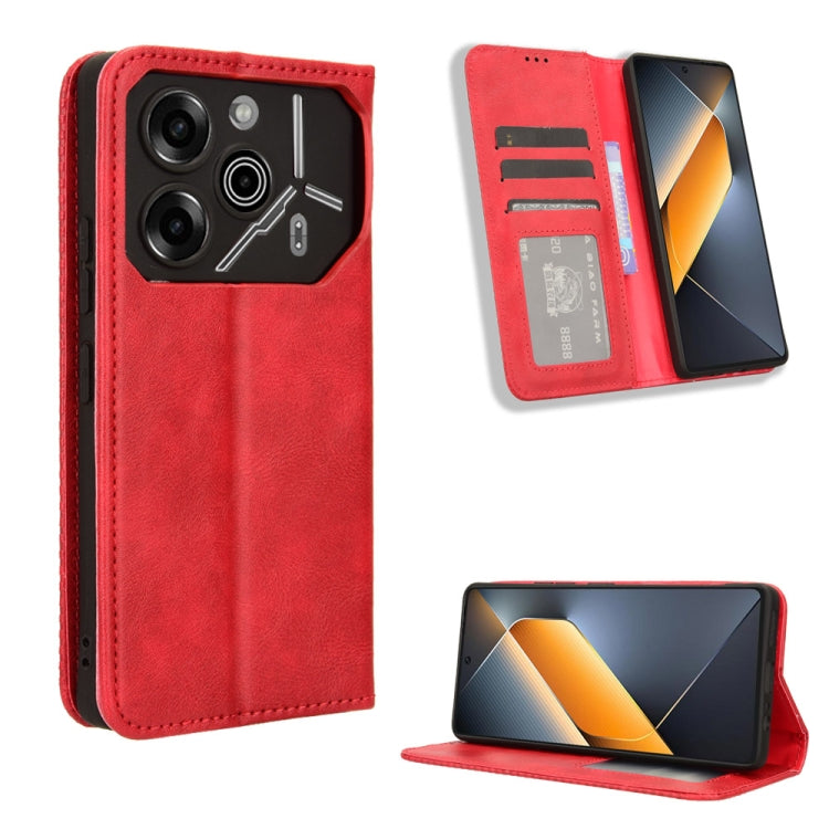Magnetic Buckle Retro Texture Leather Phone Case, For Tecno Pova 6 4G, For Tecno Camon 30 Pro 5G, For Tecno Camon 30 5G / 4G, For Tecno Pova 6 Pro 5G, For Tecno Spark 20 Pro+ 4G, For Tecno Spark 20 Pro 4G, For Tecno Spark Go 2024, For Tecno Spark 20 4G...