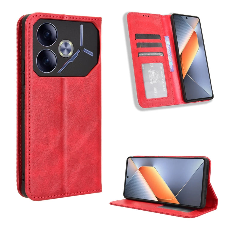 Magnetic Buckle Retro Texture Leather Phone Case, For Tecno Pova 6 4G, For Tecno Camon 30 Pro 5G, For Tecno Camon 30 5G / 4G, For Tecno Pova 6 Pro 5G, For Tecno Spark 20 Pro+ 4G, For Tecno Spark 20 Pro 4G, For Tecno Spark Go 2024, For Tecno Spark 20 4G...