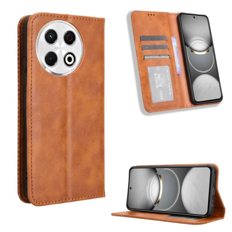 Magnetic Buckle Retro Texture Leather Phone Case, For Tecno Spark 40 4G, For Tecno Pova 7 Ultra 5G, For Tecno Pova 7 4G, For Tecno Spark Go 2 4G, For Tecno Pova Curve 5G, For Tecno Camon 40 Pro 4G / 5G, For Tecno Camon 40 Premier 5G, For Tecno Camon 40...