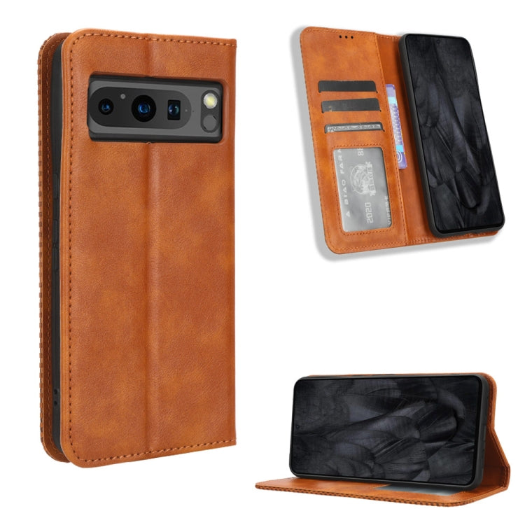 Magnetic Buckle Retro Texture Leather Phone Case, For Google Pixel 10 Pro XL, For Google Pixel 10 Pro / 10, For Google Pixel 9a, For Google Pixel 9 Pro, For Google Pixel 9, For Google Pixel 8a, For Google Pixel 8 Pro, For Google Pixel 8