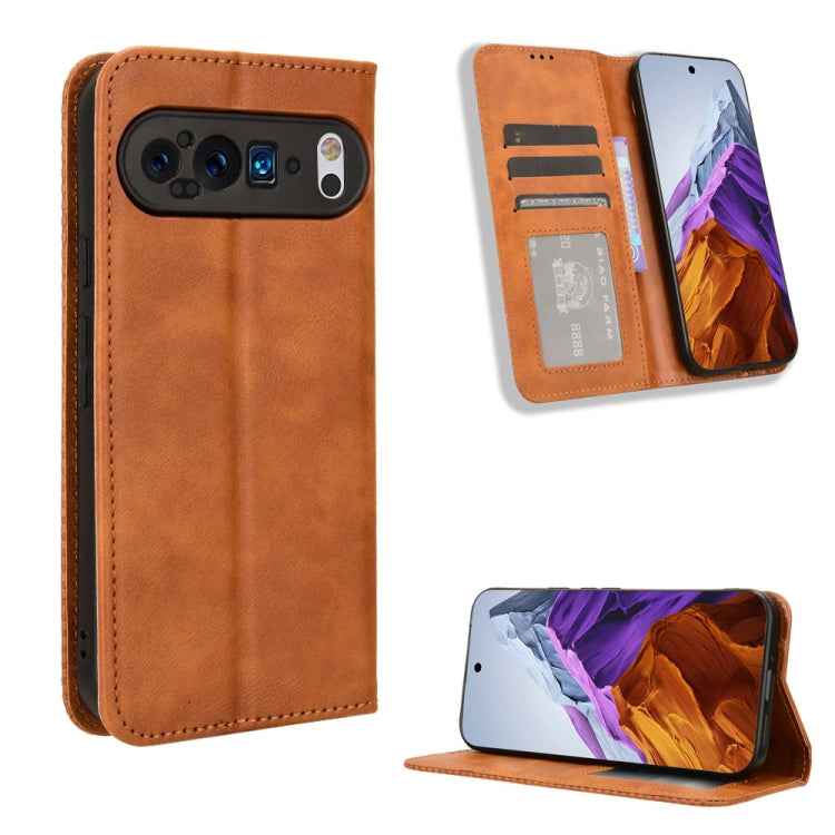 Magnetic Buckle Retro Texture Leather Phone Case, For Google Pixel 10 Pro XL, For Google Pixel 10 Pro / 10, For Google Pixel 9a, For Google Pixel 9 Pro, For Google Pixel 9, For Google Pixel 8a, For Google Pixel 8 Pro, For Google Pixel 8